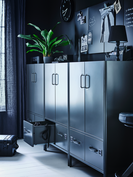 IDÅSEN cabinet with doors and drawers dark grey - IKEA