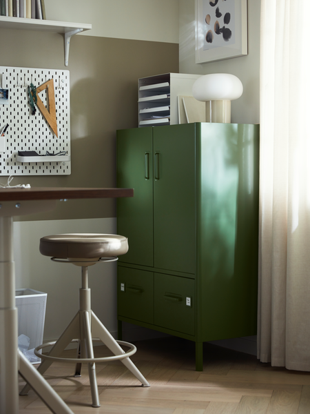 IDÅSEN cabinet with doors and drawers dark green - IKEA