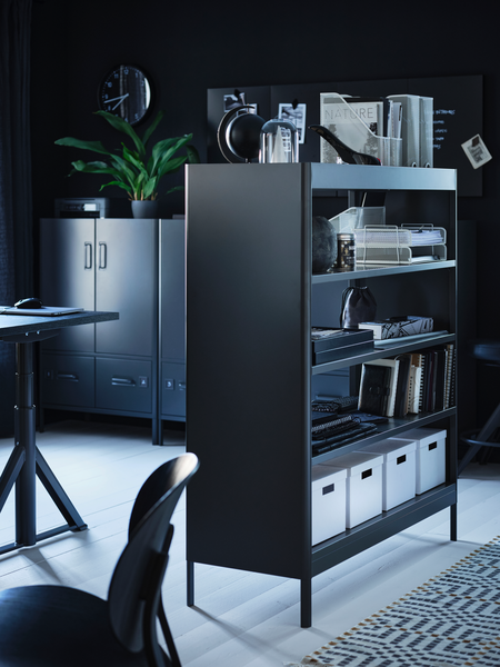 IDÅSEN cabinet with doors and drawers dark grey - IKEA