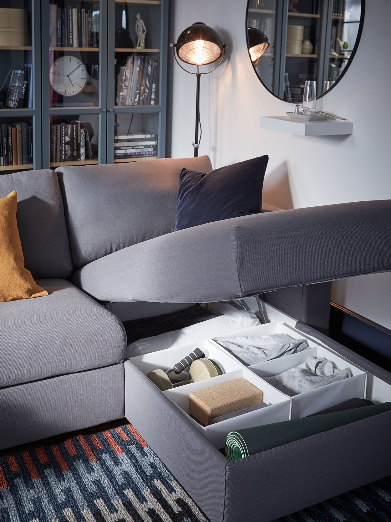 VIMLE 4-seat sofa with chaise longue with wide armrests/Gunnared