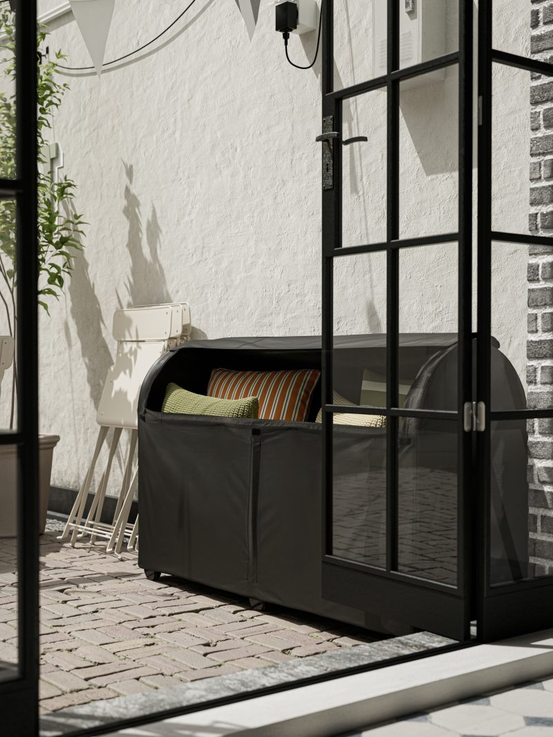KLÄMTARE box with lid, in/outdoor, dark grey, 58x45x30 cm - IKEA