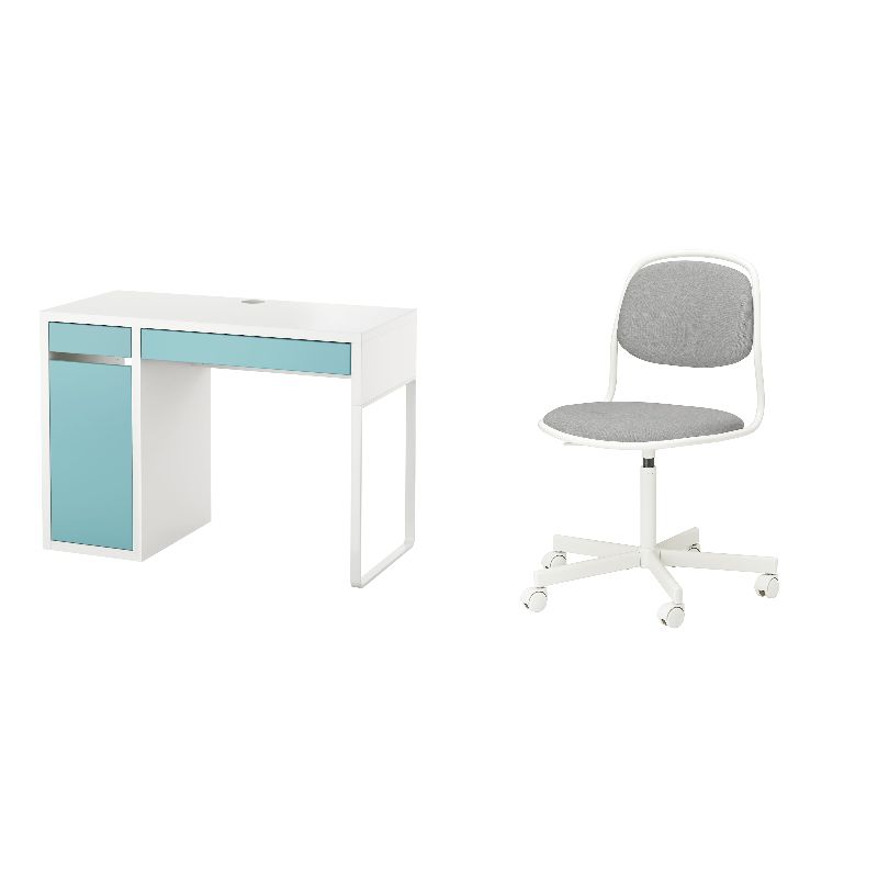 MICKE desk white/light turquoise - IKEA