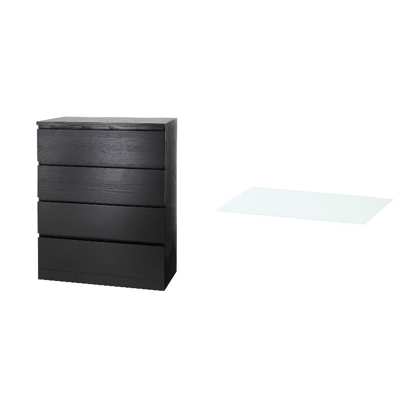 MALM chest of 4 drawers black-brown - IKEA