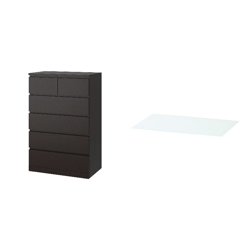 MALM chest of 6 drawers black-brown - IKEA