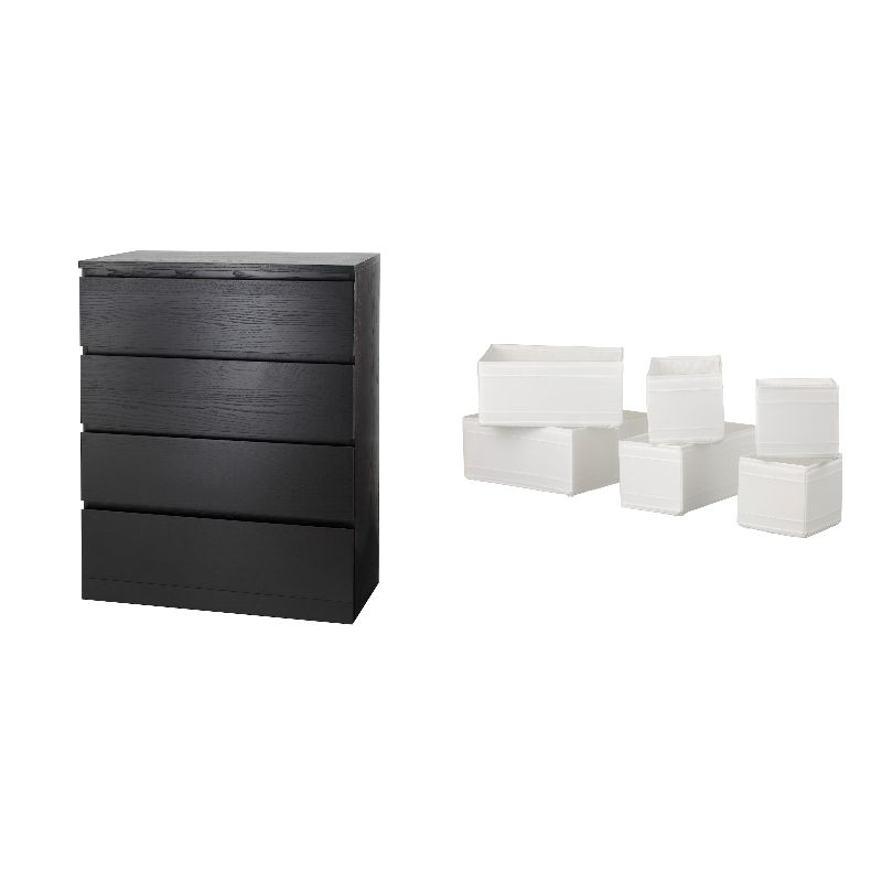 MALM chest of 4 drawers black-brown - IKEA