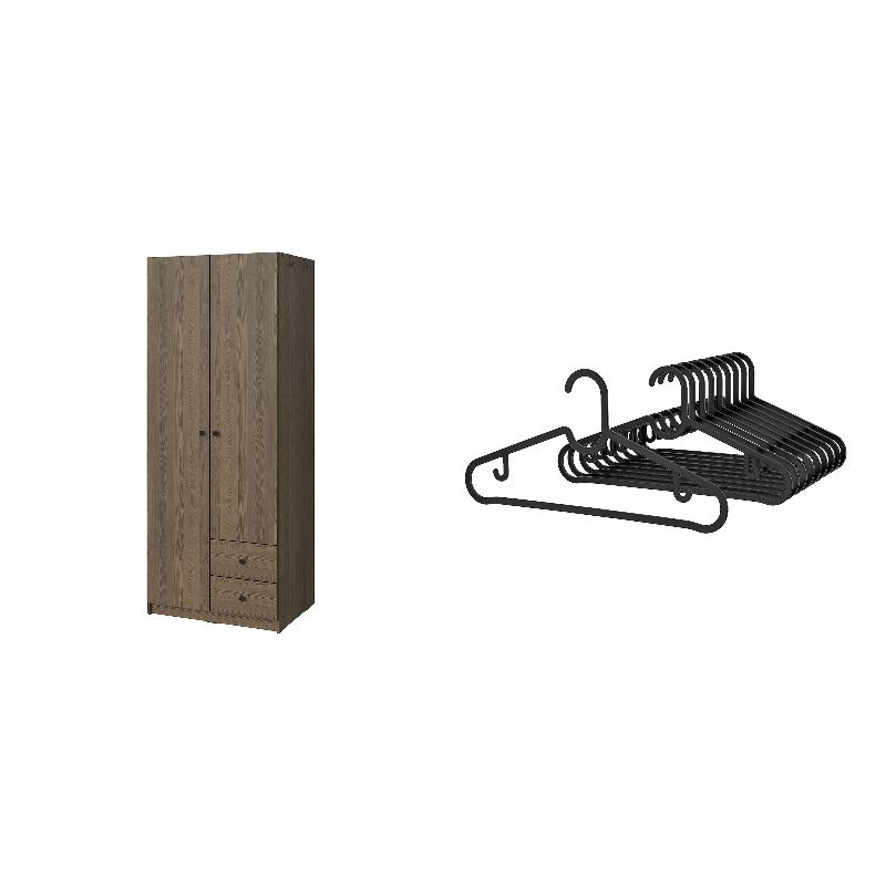 BRUKSVARA wardrobe with 2 doors and 2 drawers brown - IKEA