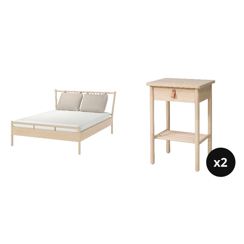 BJÖRKSNÄS bed frame birch/Luröy - IKEA