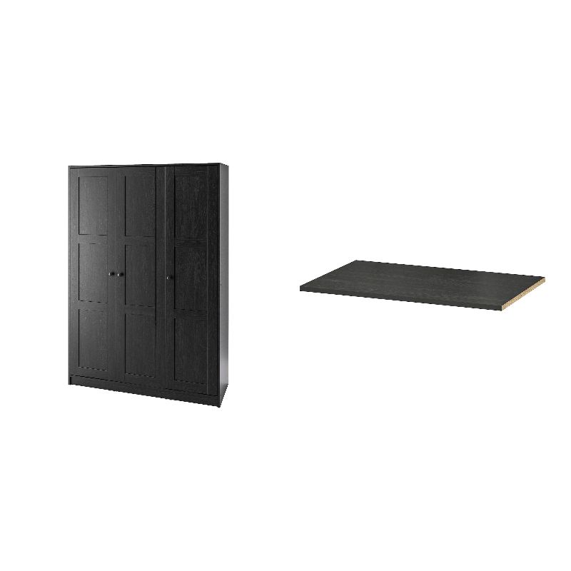 RAKKESTAD wardrobe with 3 doors black-brown - IKEA