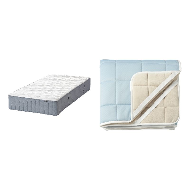 VÅGSTRANDA pocket sprung mattress super firm/light blue - IKEA